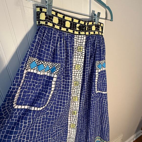 MII Collection Aux Cyclades Mosaic Patterned Cotton Midi Skirt Size XS - Picture 2 of 8